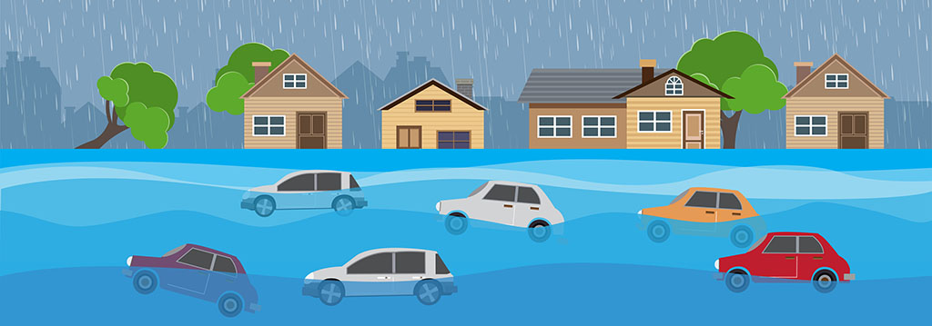 Illustration of neighborhood flooding.
