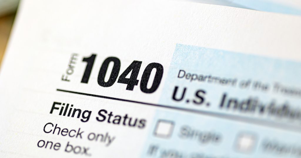 Image of a Federal income tax 1040 form.