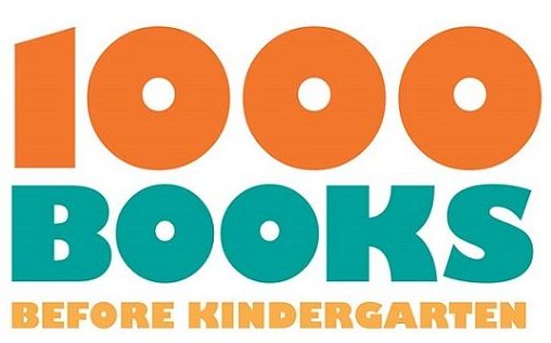 1000 Books before Kindergarten reading challenge promo illustration image