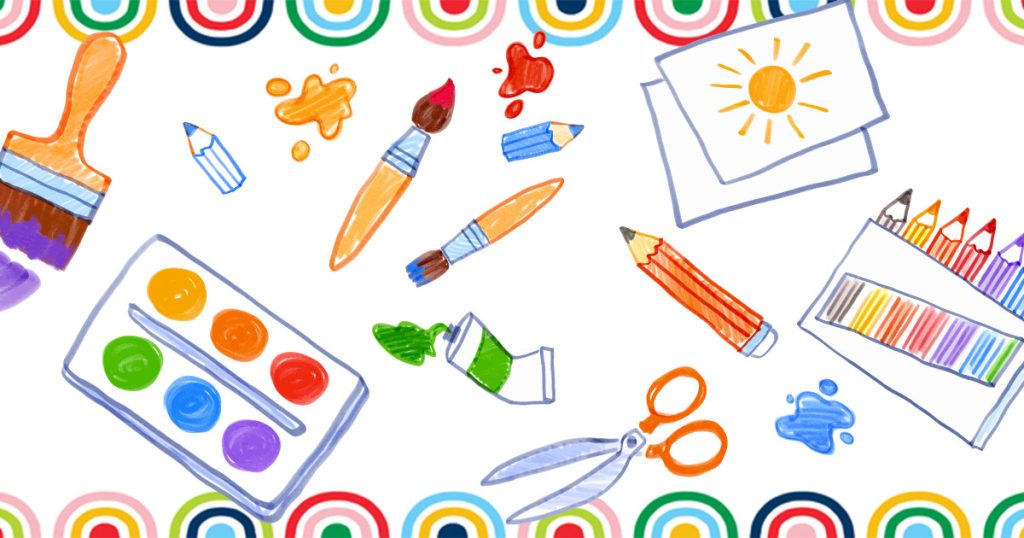 colorful illustration of art supplies