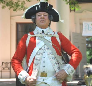 John Keahey dressed in historical American Revolution attire